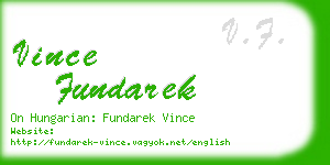 vince fundarek business card